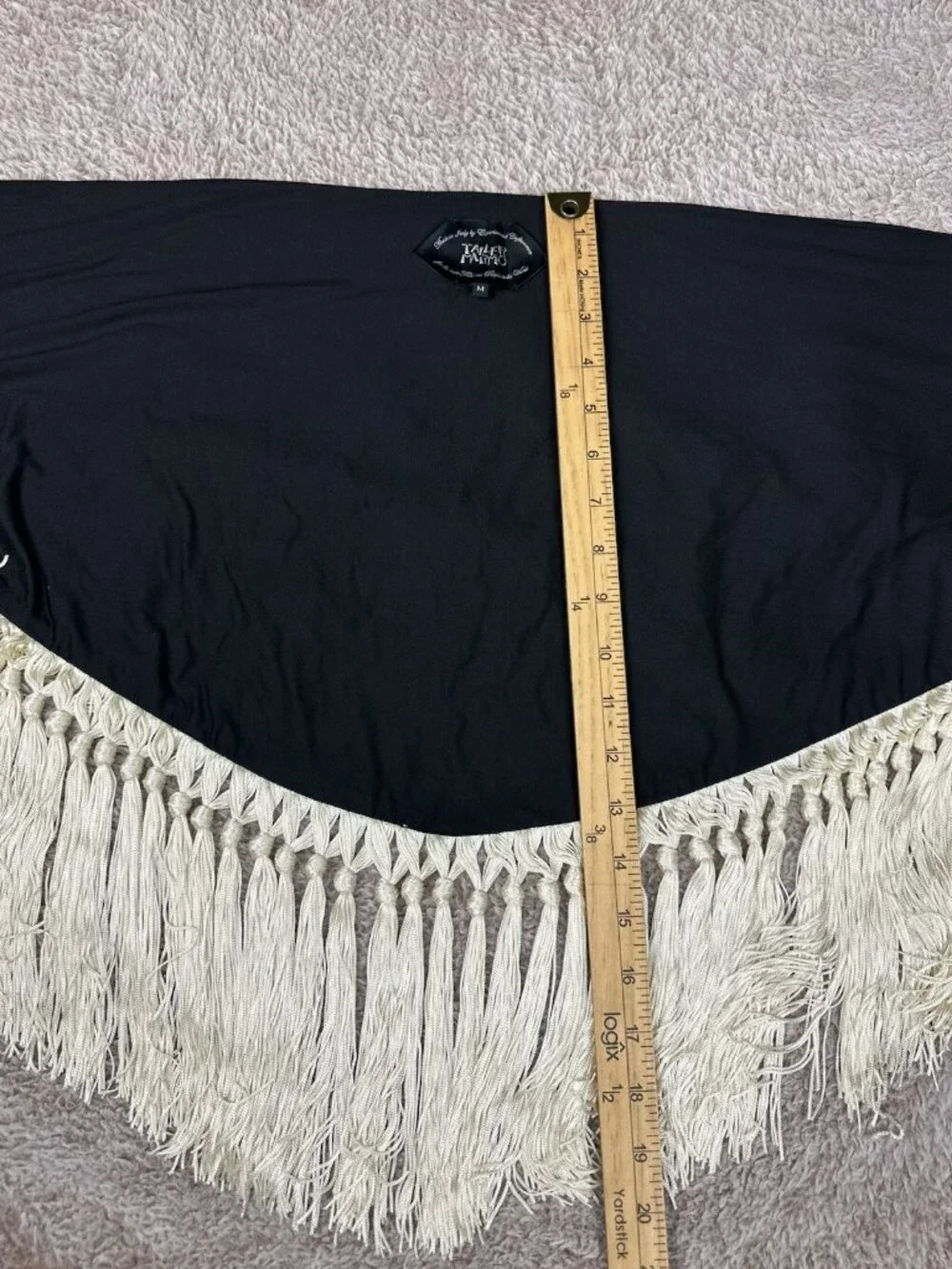NWOT Taller Marmo Lido Fringed Pareo Wrap Skirt Swim Cover Up Black Ivory Sz M